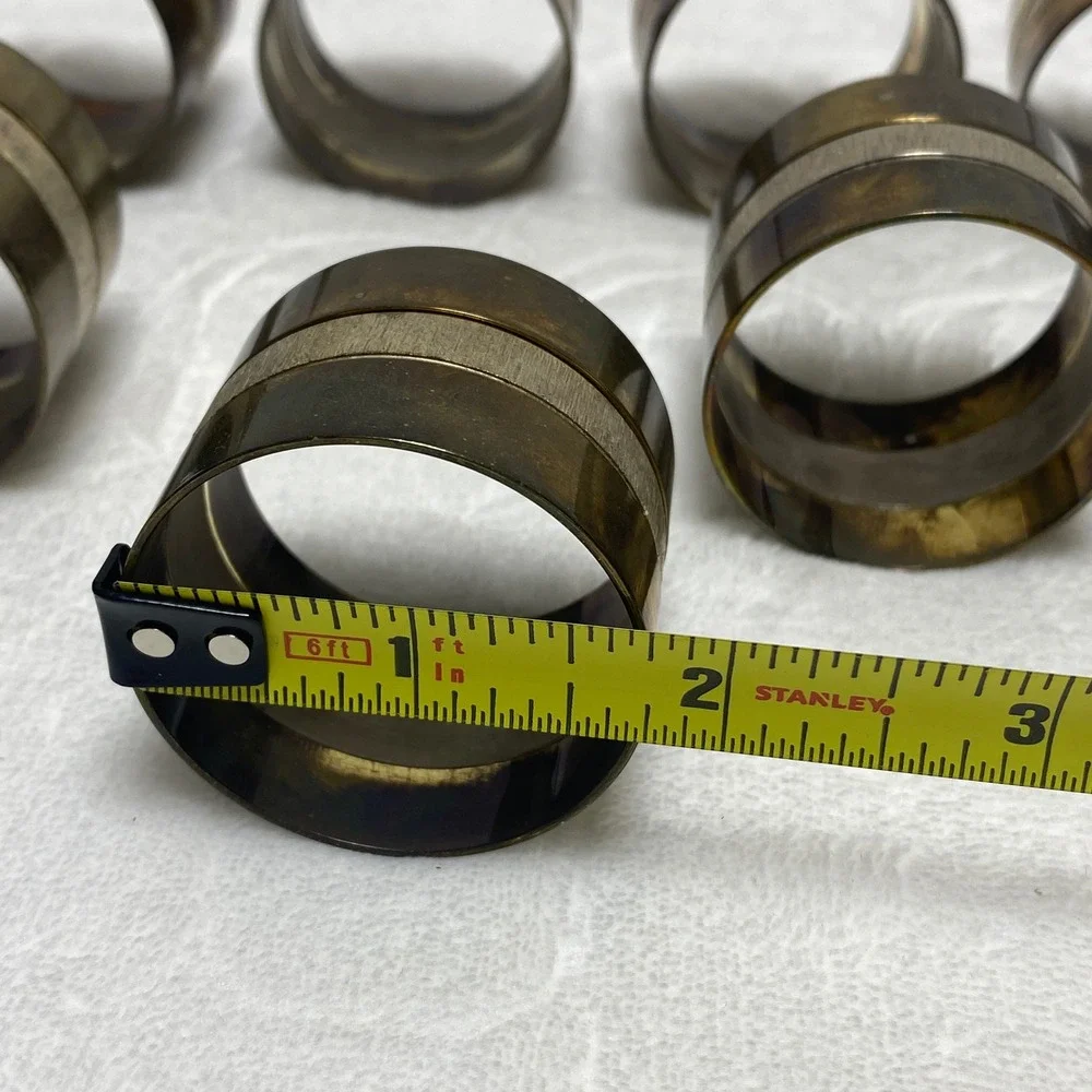 Set of 8 Vintage Brass Napkin Rings with Textured Band‎ Dining Table Decor